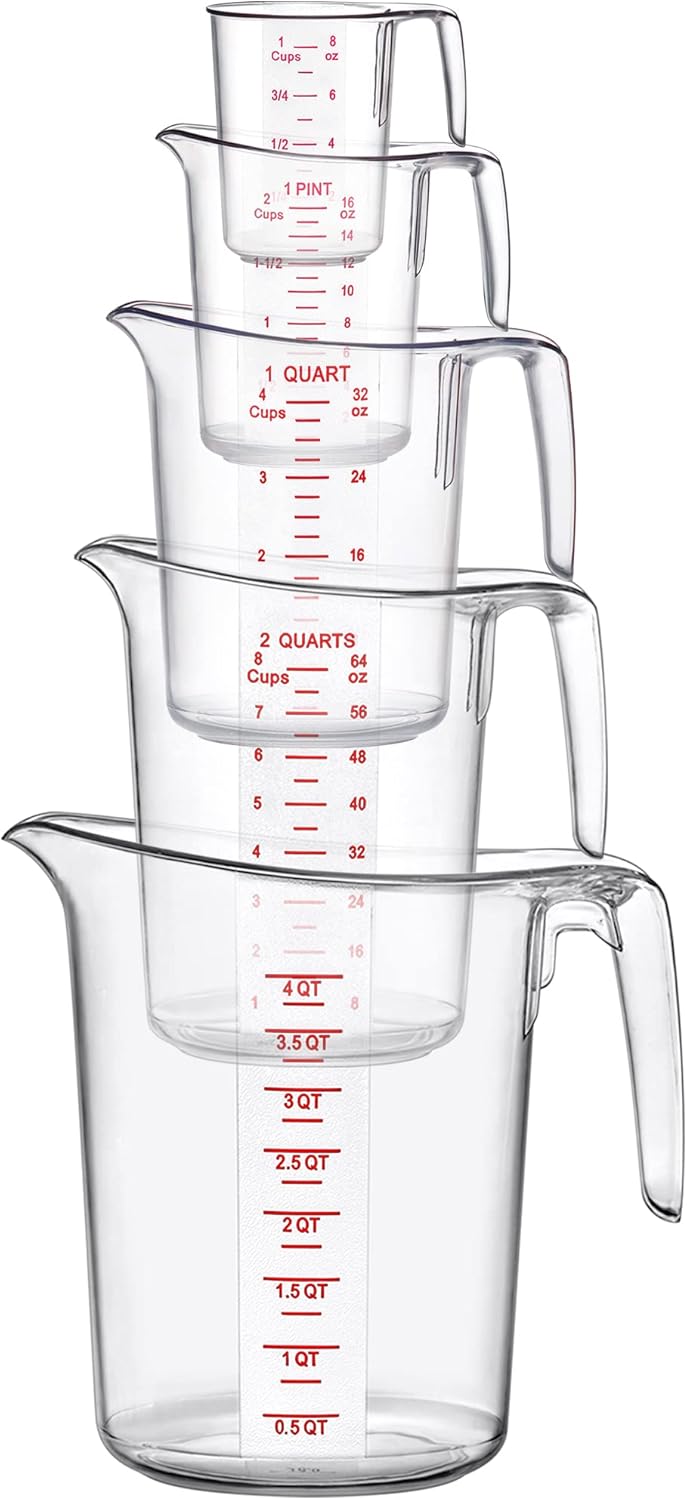 Amazing Abby - Melissa - Unbreakable Plastic Measuring Cups (4-Piece Set), Food-Grade Measuring Jugs, 1/2/4/8-Cup Capacity, Stackable and Dishwasher-Safe, Great for Oil, Vinegar, Flour, More