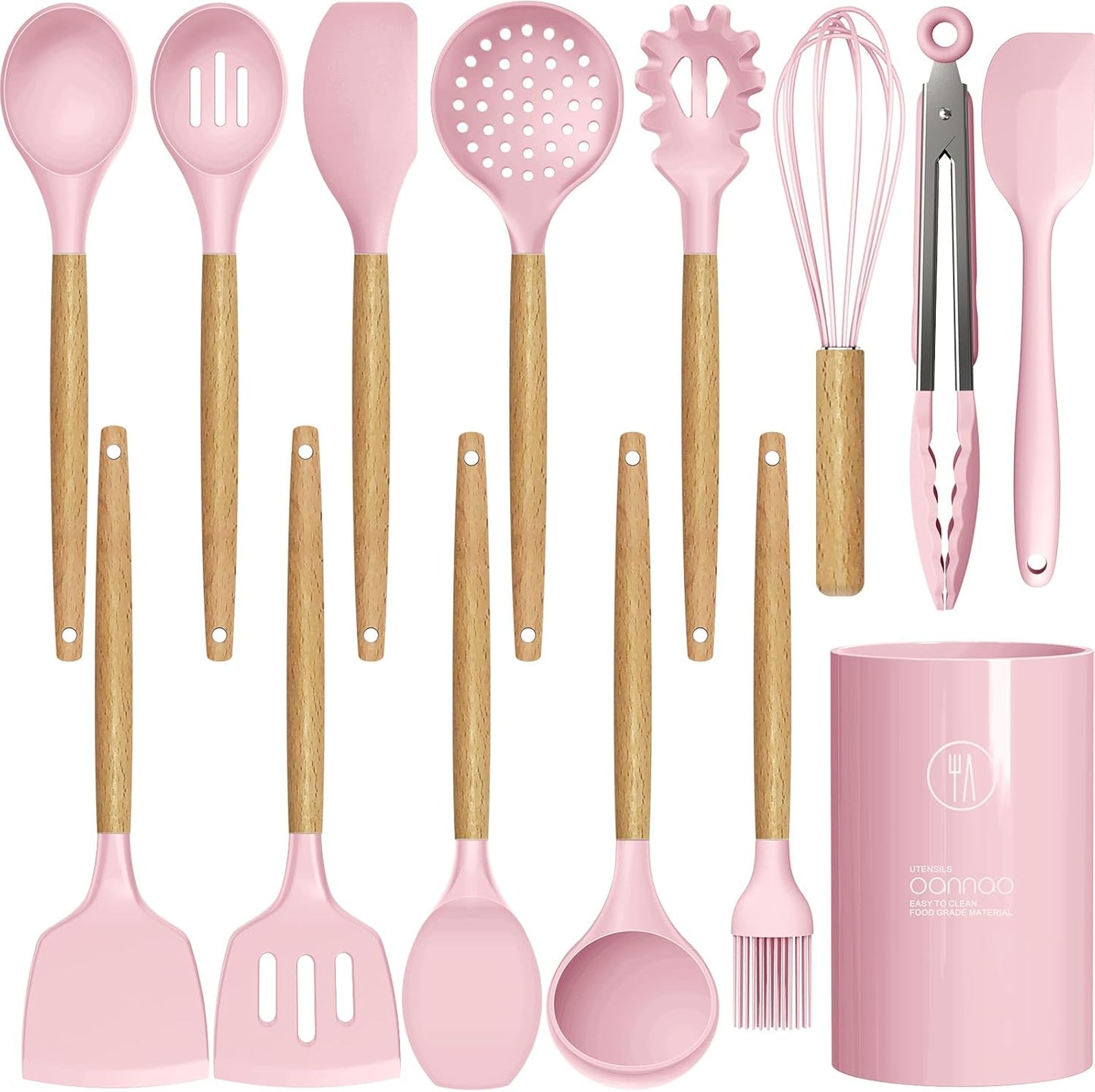 Silicone Cooking Utensils Kitchen Utensil Set - 446°F Heat Resistant Silicone Kitchen Utensils Set, Spatula,Turner Tongs, Spoon, Brush, Whisk,Kitchen Gadgets for Nonstick Cookware, BPA Free (Gray)