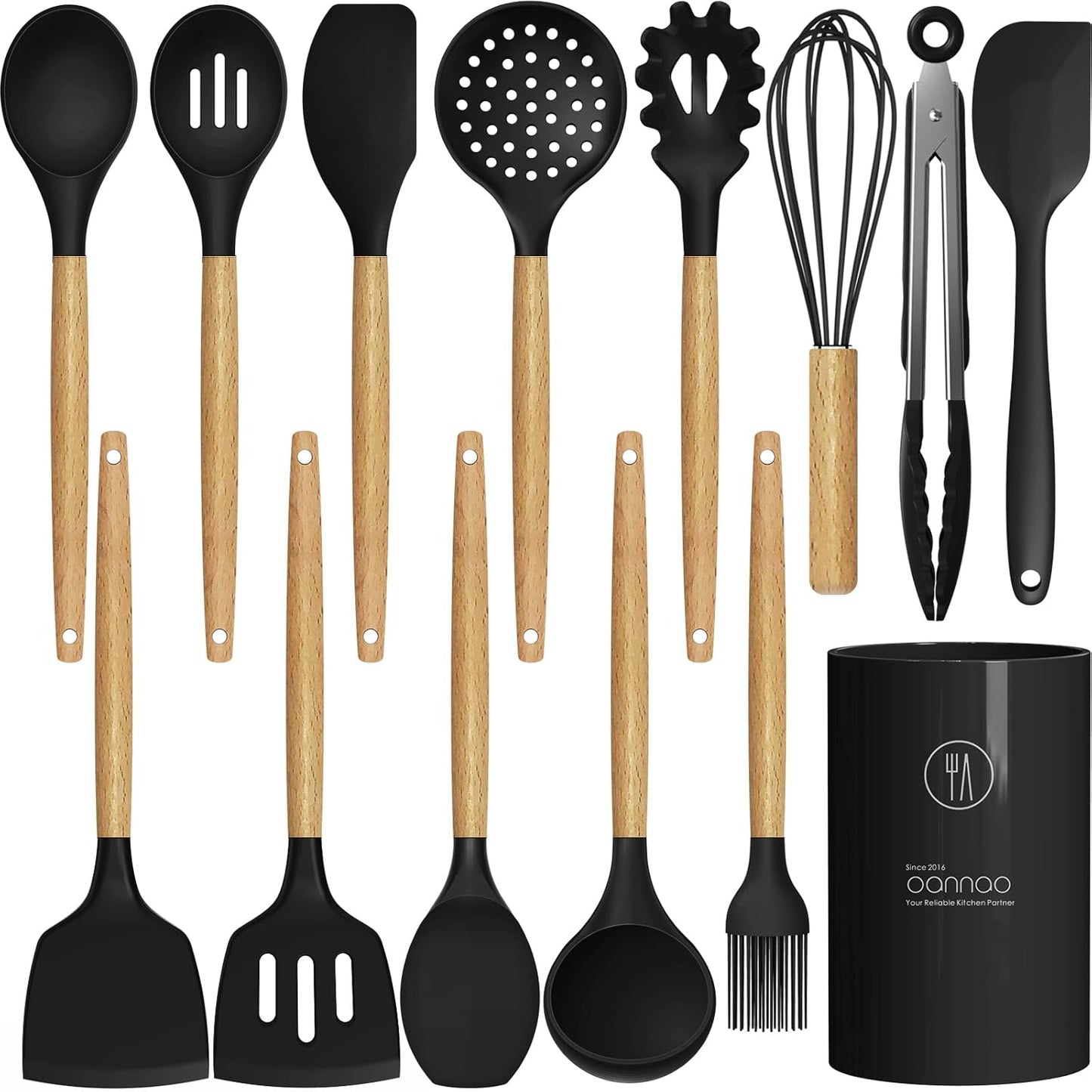 Silicone Cooking Utensils Kitchen Utensil Set - 446°F Heat Resistant Silicone Kitchen Utensils Set, Spatula,Turner Tongs, Spoon, Brush, Whisk,Kitchen Gadgets for Nonstick Cookware, BPA Free (Gray)