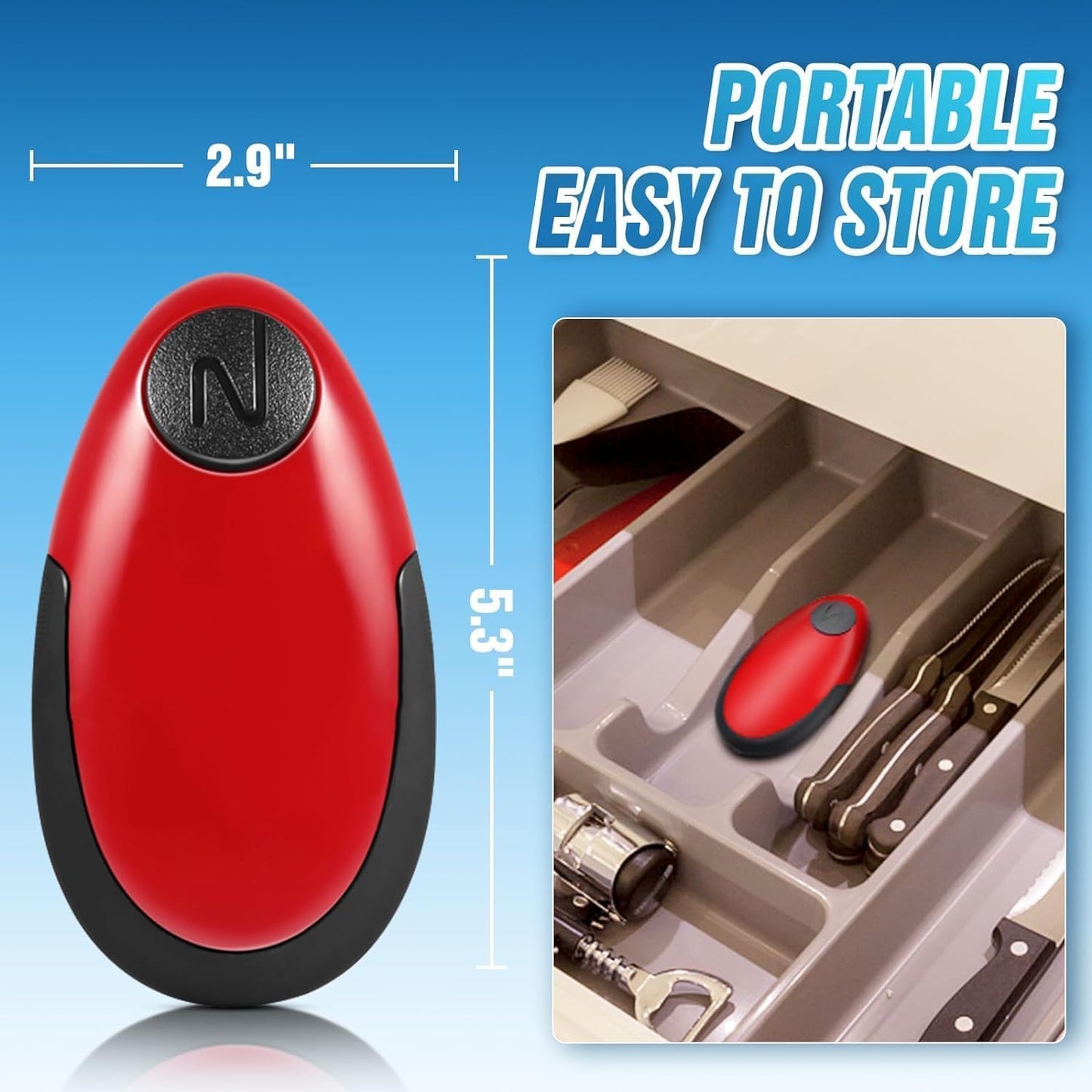 Electric Can Opener, Handheld Smooth Edge No Sharp, Portable Automatic Can Opener for Camping, Best Kitchen Gadgets Easy for Arthritis Patients