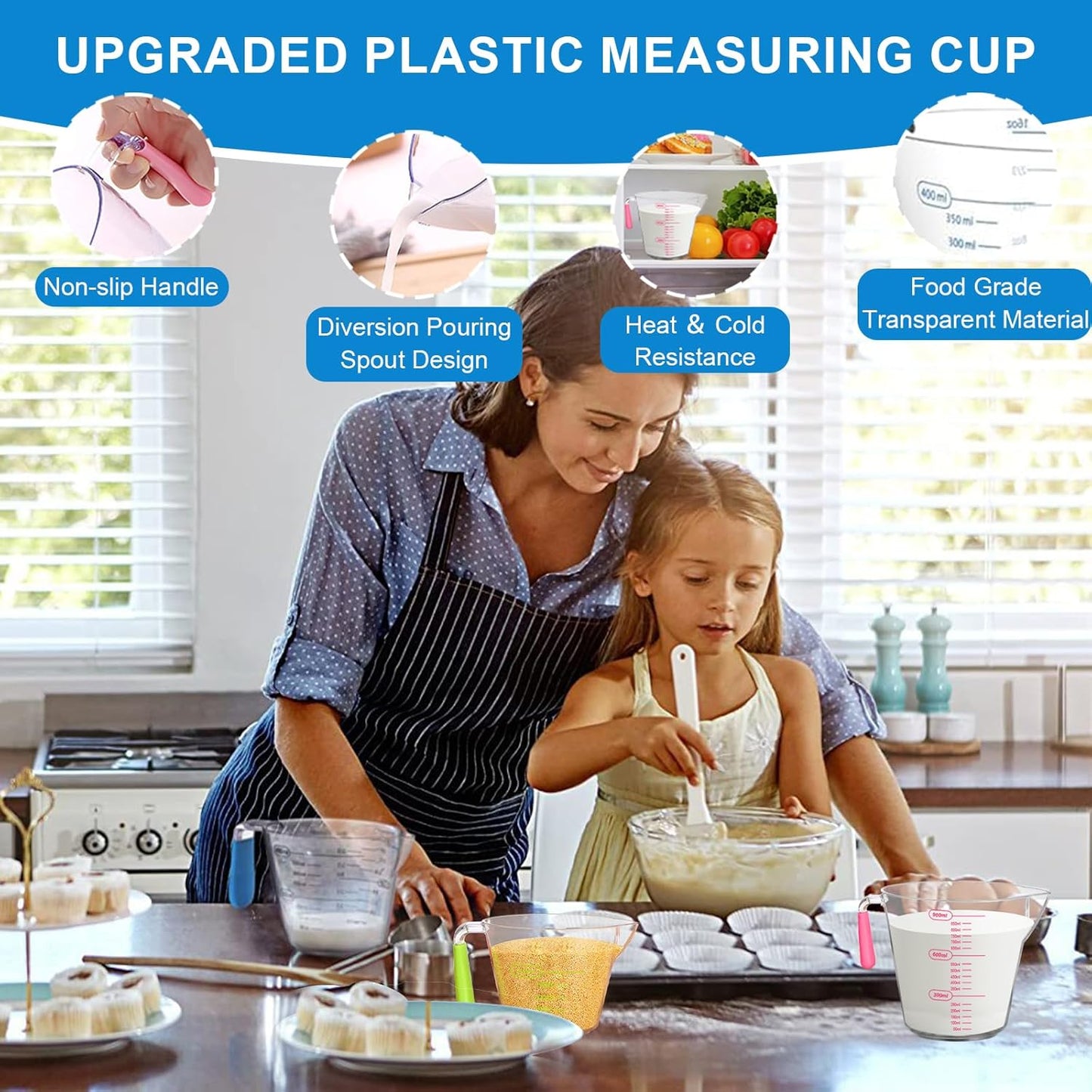 Measuring Cups and Spoons Set 21 Piece, 11 Stainless Steel Nesting Measuring Spoons and Cups with 3 Plastic Measuring Cup, 3 Funnel, 3 Brush, 1 Ruler, Measuring Cup Set for Kitchen Baking Liquid Dry