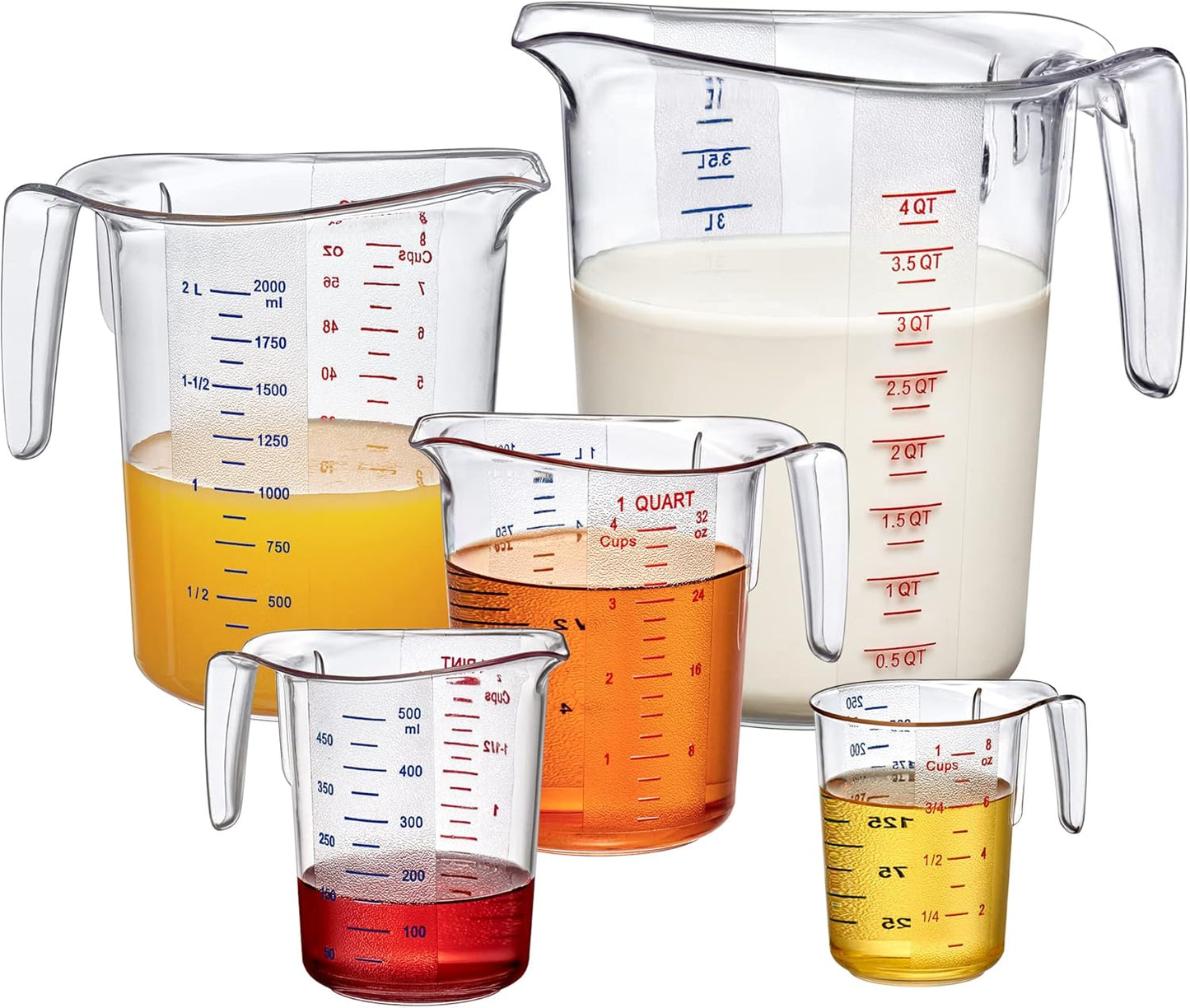 Amazing Abby - Melissa - Unbreakable Plastic Measuring Cups (4-Piece Set), Food-Grade Measuring Jugs, 1/2/4/8-Cup Capacity, Stackable and Dishwasher-Safe, Great for Oil, Vinegar, Flour, More