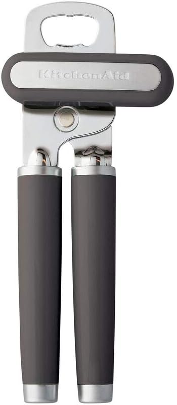 KitchenAid Classic Multifunction Can Opener and Bottle Opener Easy to Use, Razor Sharp Stainless Steel Cutting Wheel, Soft Ergonomic Handles, Black