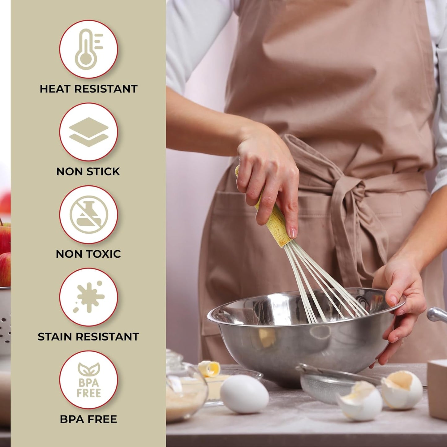 Kaluns 50 PCS Silicone Kitchen Utensils Set Complete Kitchen Set - 800°F Heat Resistant Non-Stick Premium Cooking Utensils W Wooden Handles - Can Opener, Masher, Turner, Silicone Spatula Set